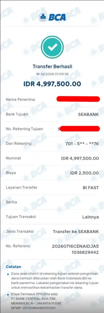 Bukti Transfer